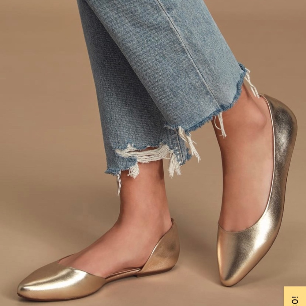Gold Leather D'Orsay Flats by Lulu’s Size 8.5